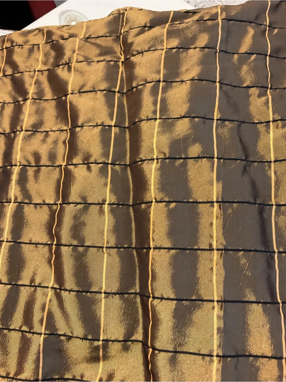 Window curtains gold shimmer brown Chocolate 3 panels & 3 beaded Valances